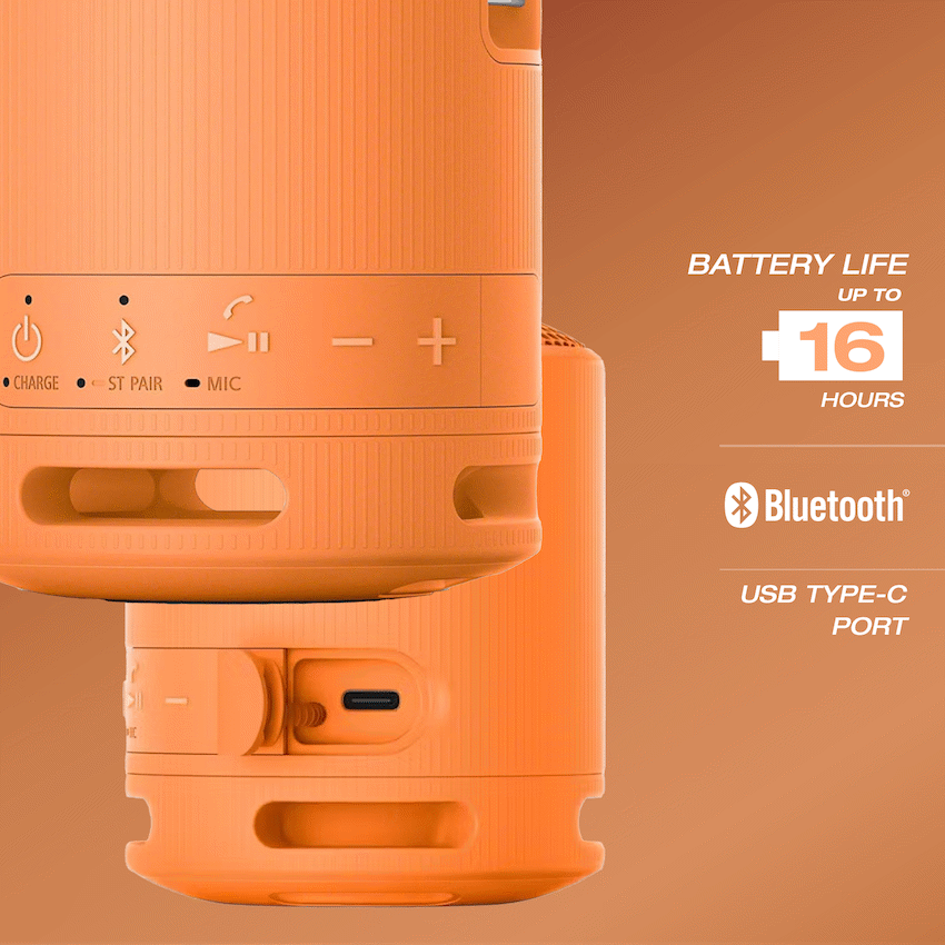 Sony XB100 Portable Bluetooth Speak - Orange - Image 3