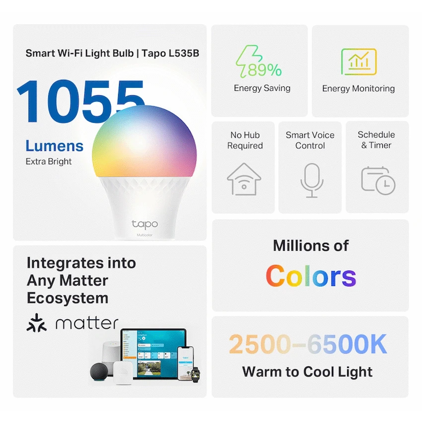 TP-Link Tapo Smart Wi-Fi Light Bulb - Multicolor - Image 4
