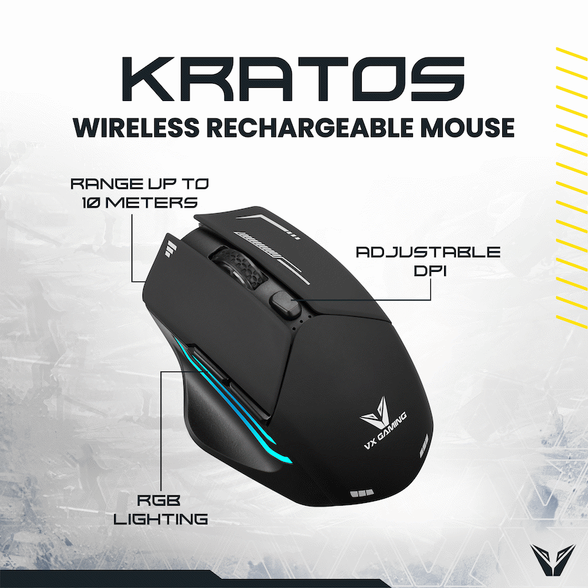 VX Gaming Kratos Series Wireless Rechargeable RGB Gaming Mouse - Image 4