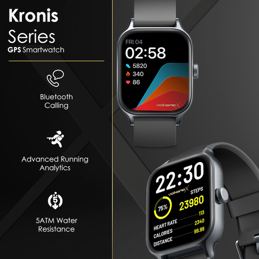 VolkanoX Kronis Series GPS Smartwatch - Black - Image 4