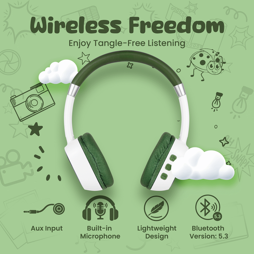 Volkano Wonder Bluetooth Wireless Headphones - Green - Image 4