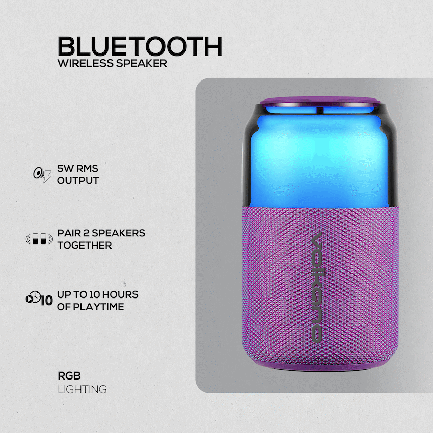 Volkano Neptune Bluetooth Wireless Speaker - Purple - Image 4