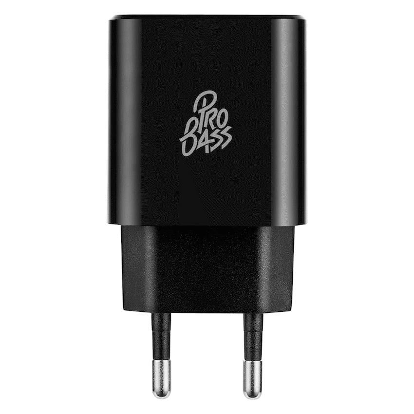 Pro Bass PowerCharge Series 12w Dual USB and Type-C Wall Charger - Black - Image 4