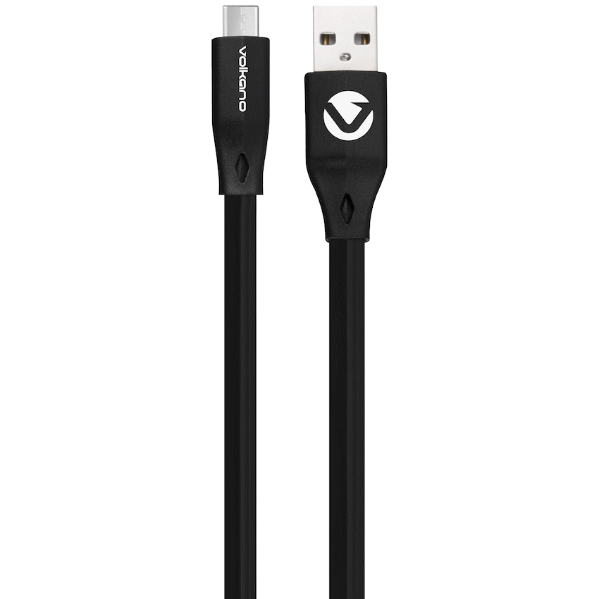 Volkano Slim Series Flat PVC Type-C Cable 1.2m - Black - Image 5