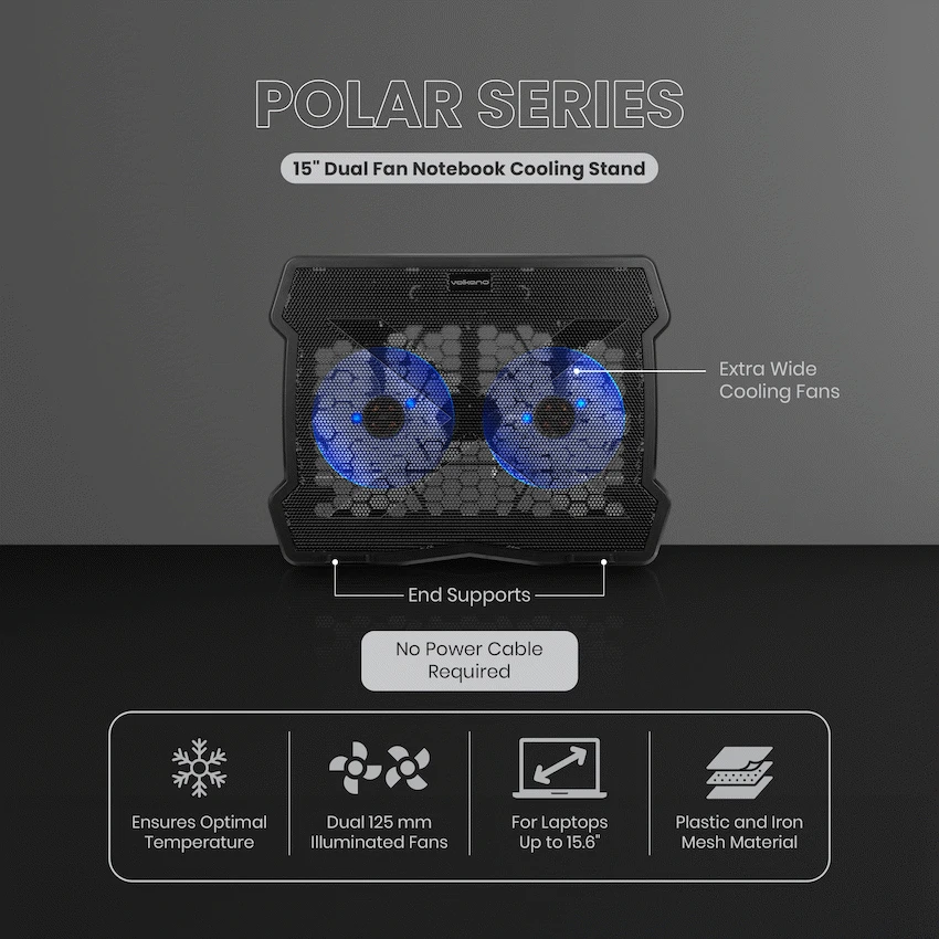 Volkano Polar Series 15" Dual Fan Notebook Cooling Stand - Image 5