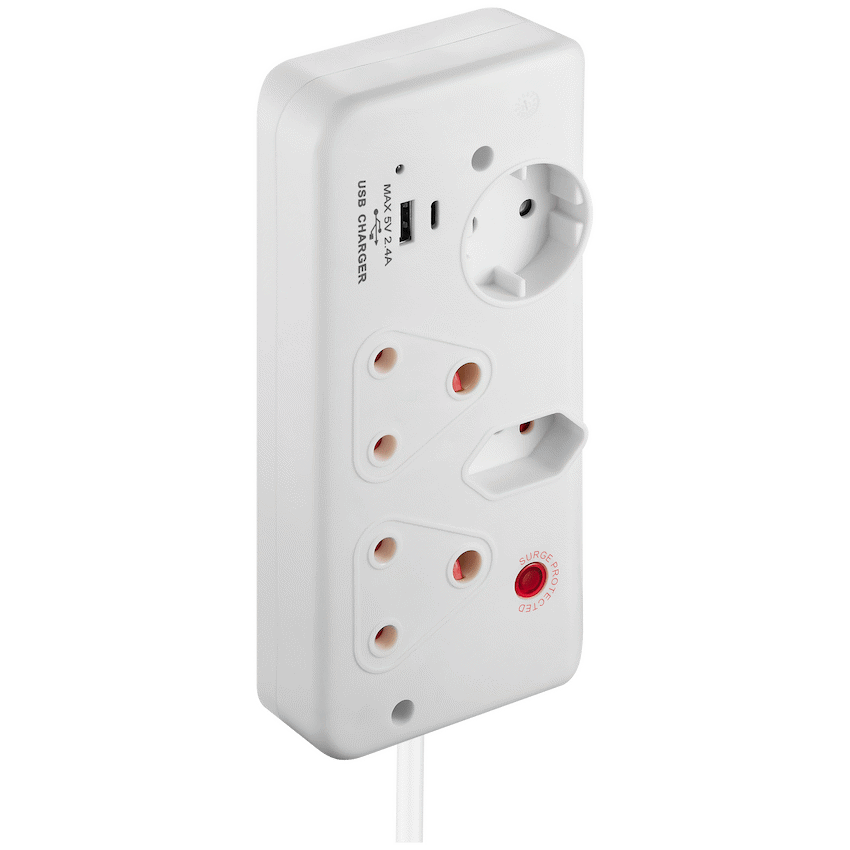Switched 4-Way with 1x Type-C + 1x USB 2.4a Socket Medium Surge-Protected 0.5m - Image 5