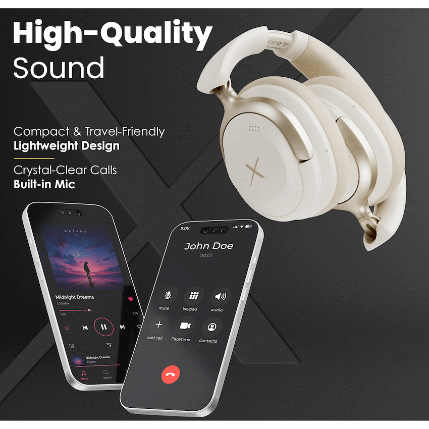 VolkanoX Halo ANC Bluetooth Headphone - Nude - Image 5