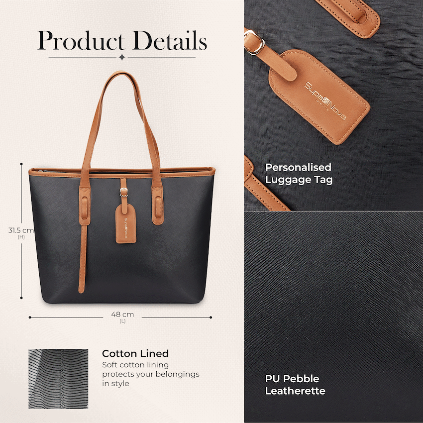Supanova Elara Ladies 15.6" Laptop Tote Bag Black - Image 6