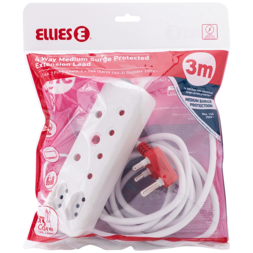 Ellies 4 Way Surge Extension Lead -3M - WT - Image 6