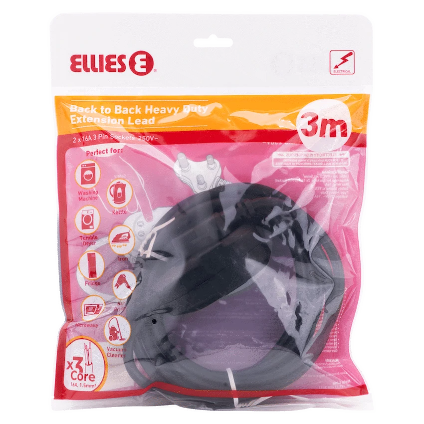 Ellies Back to Back Heavy Duty Extension Lead - 3m - Image 6