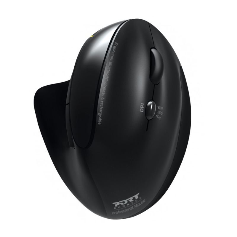 Port Designs Connect Wireless Rechargeable Ergonoc Mouse Bluetooth - Black