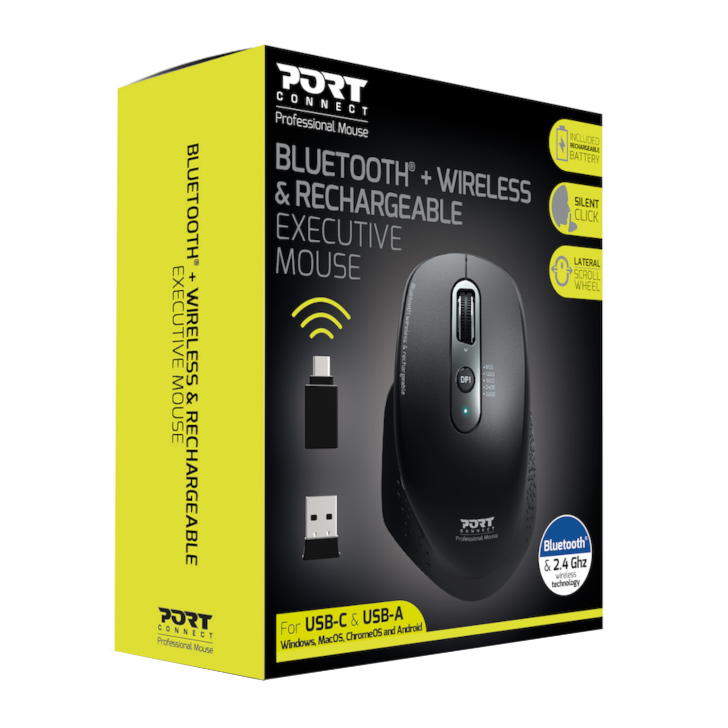Port Designs Connect Bluetooth Wireless and Rechargeable Executive Mouse - Black - Image 5