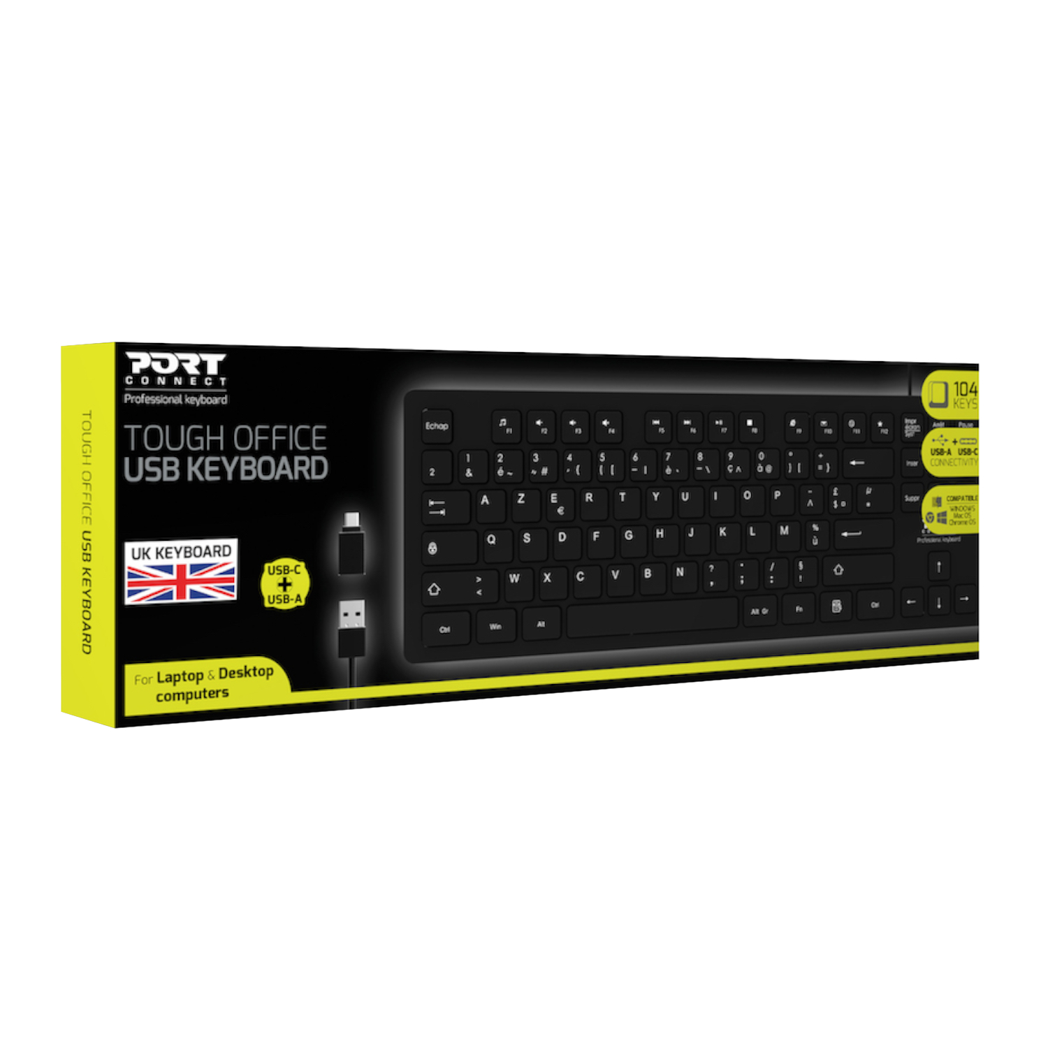 Port Designs Connect Tough Office USB Keyboard - Black - Image 5