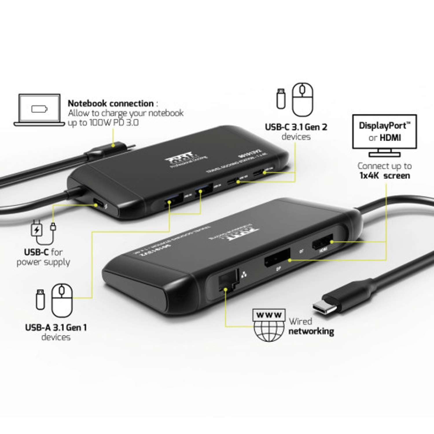 Port Designs Mobile docking station 1 X 4K USB-C 7 devices 100W - Image 6