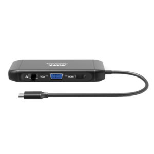 Port Designs USB Type-C 4 x USB3.1|1 x Aux|Micro+SD Card Reader|1 x RJ45|1 x HDMI|1 x VGA|1 x Type-C PD Dock 100W - Black