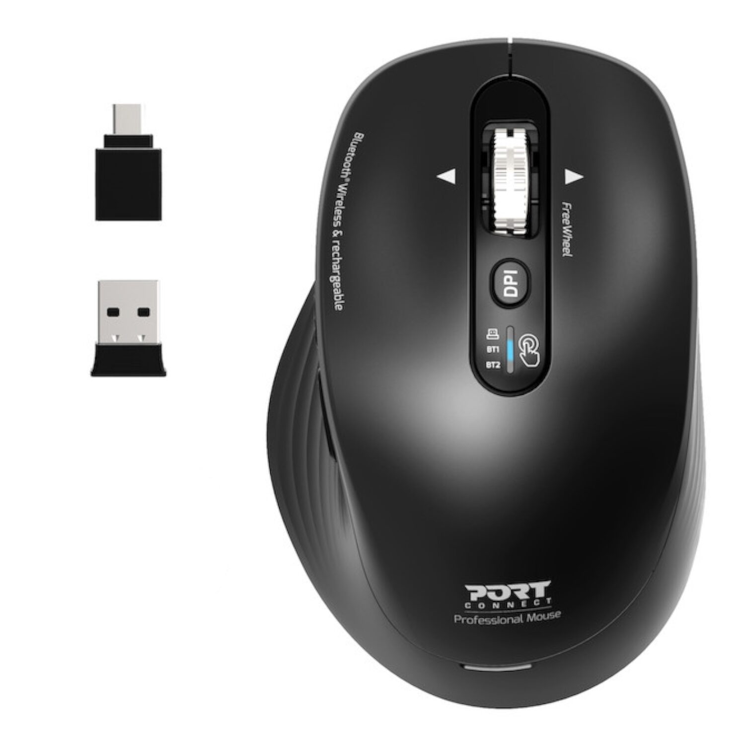 Port Designs Connect Business 2.4GHz Rechargeable Bluetooth Wireless Mouse - Black