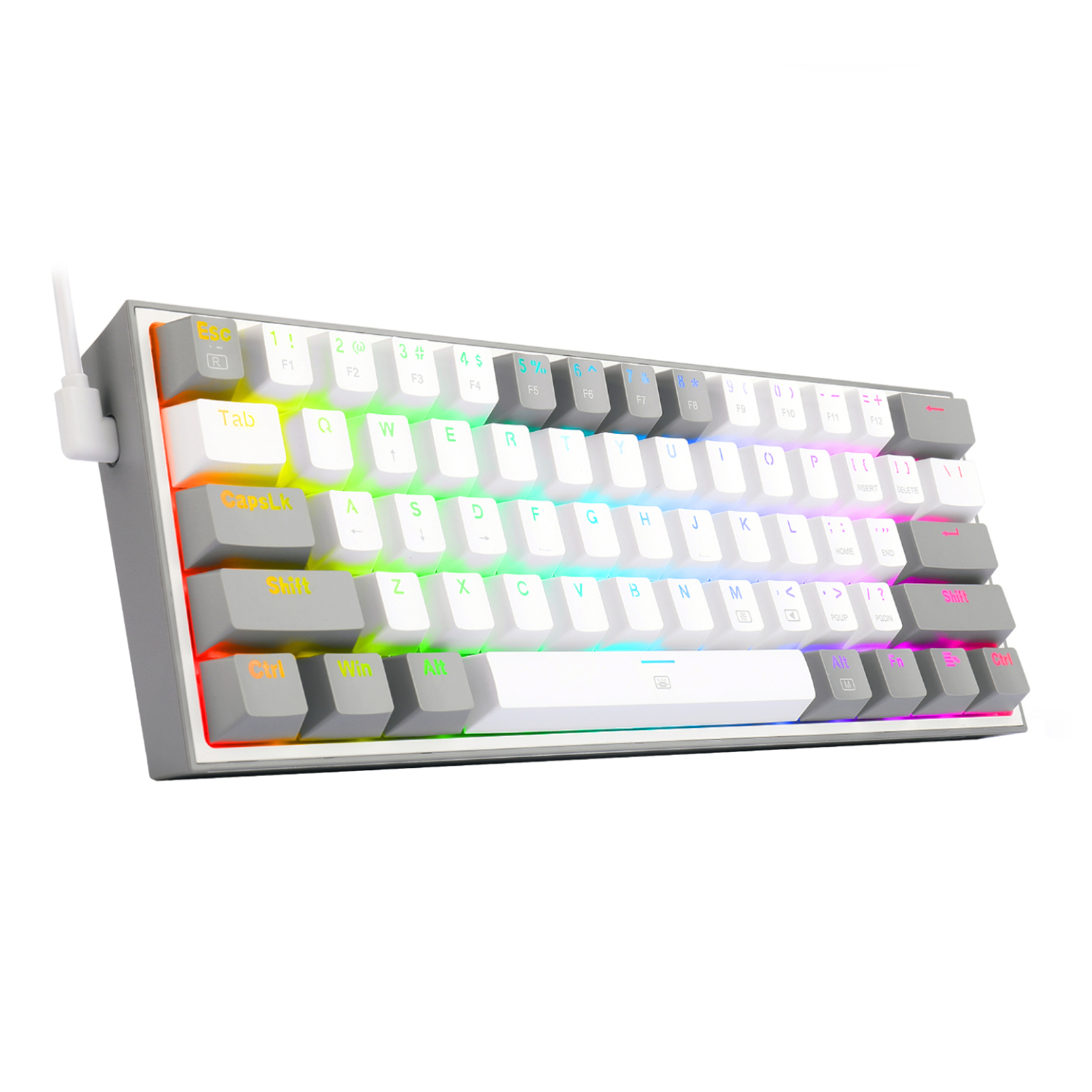 Redragon K617 FIZZ 60% Wired RGB Gaming Keyboard - White/Grey - Image 3