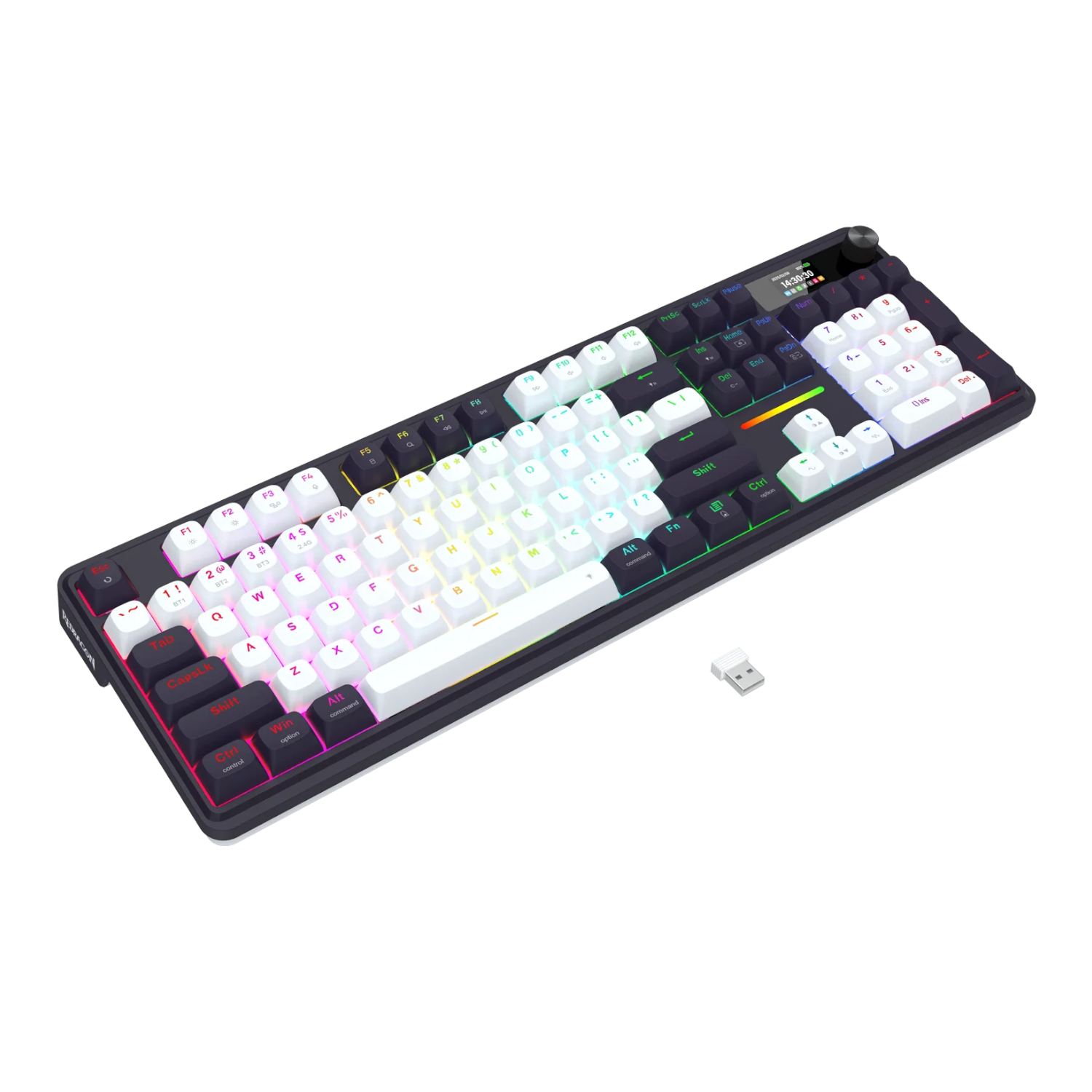 Redragon K762WB-RGB-PRO LCD Full-size Gasket Mechanical Keyboard - Black - Image 2