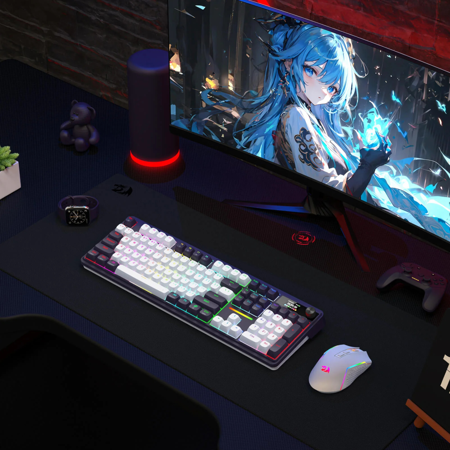 Redragon K762WB-RGB-PRO LCD Full-size Gasket Mechanical Keyboard - Black - Image 6